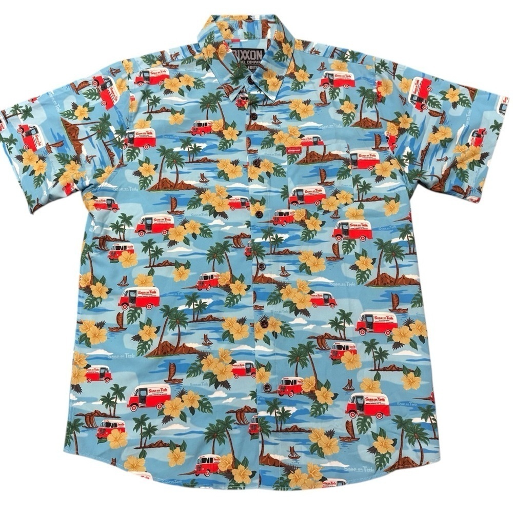DIXXON Men’s XL Limited Edition Blue Snap-On Floral Hawaiian Button Shirt